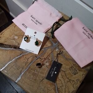 NWT Kate Spade Emerald Stone Pave Presents necklace and earrings